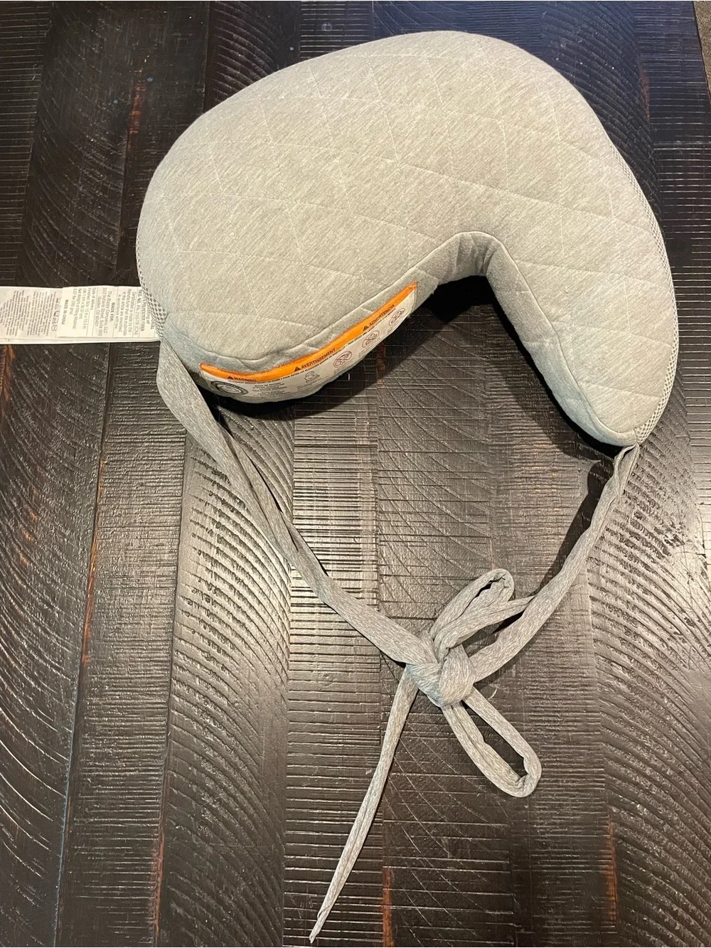Boppy Quilted Grey Travel Nursing Pillow with Ties